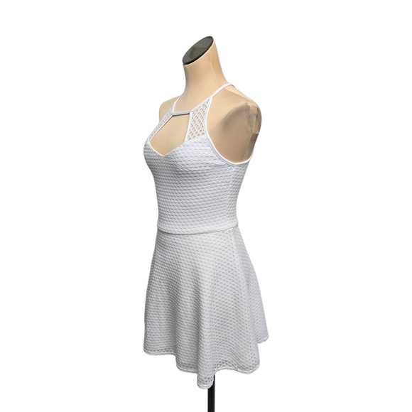 Sally Miller Dress Womens Small White Textured Mesh Halter Skater Party‎ USA S - Picture 7 of 9